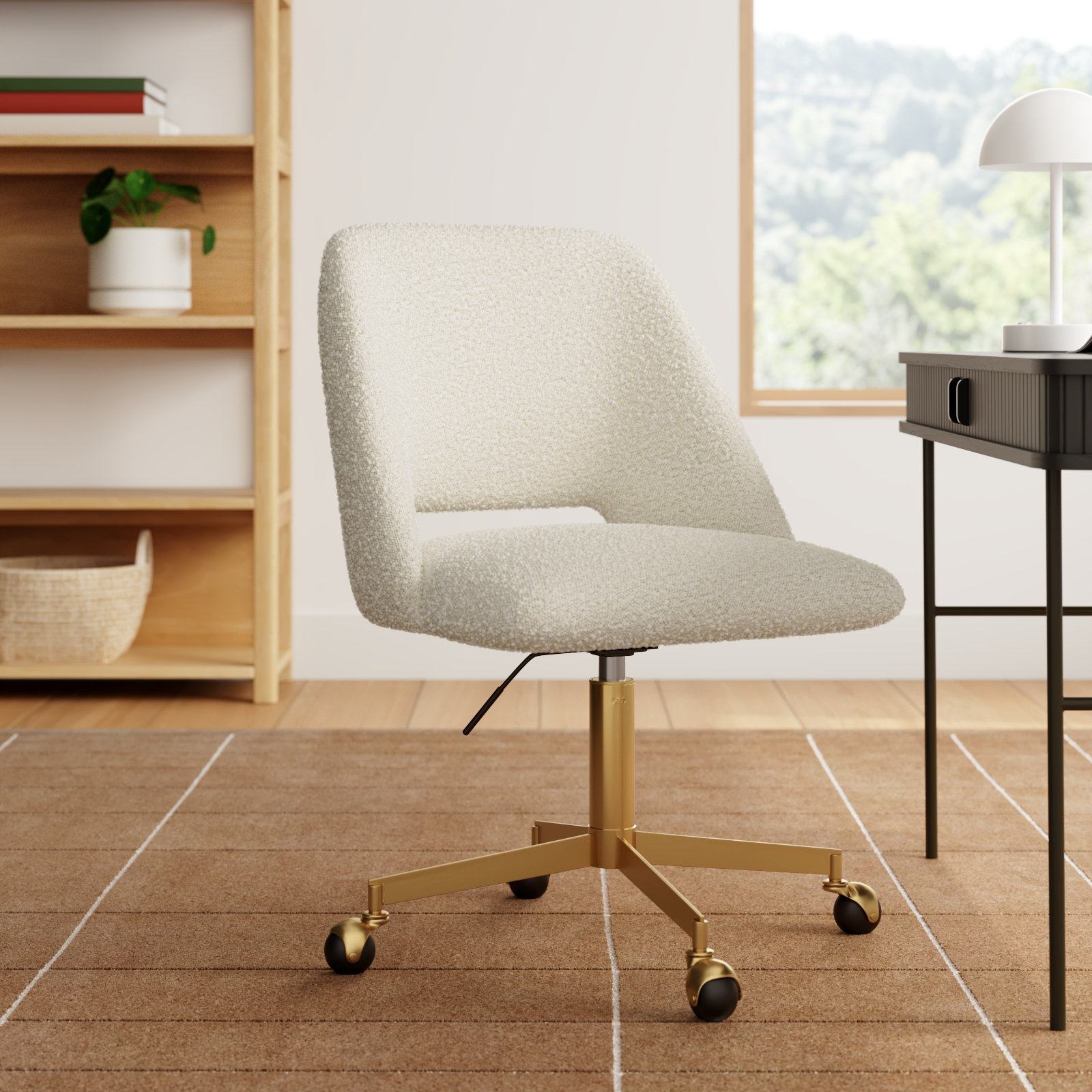 Borrego Office Chair, White Boucle