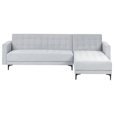 Velvet Corner Sofa with Ottoman Light Grey Delguidice