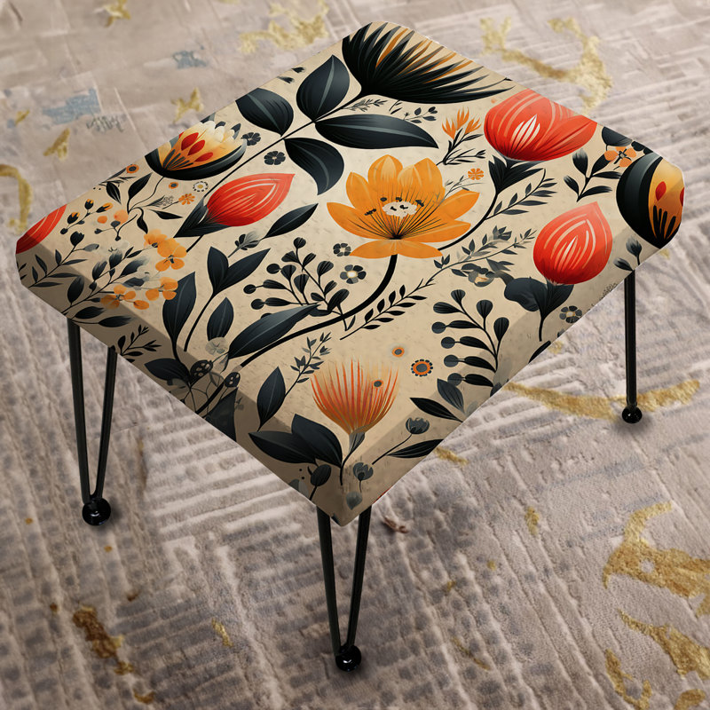 Nostalgia Vintage Yellow Floral Pattern - Floral Rectangle Ottoman