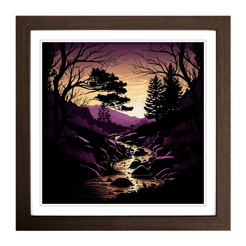 Stream Silhouette - Framed Print, Walnut