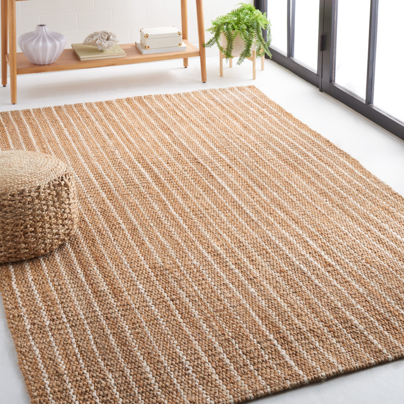 Yael Natural Fiber Jute & Coir Striped Rug, Rectangle 5' x 8'