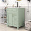 Meuble-lavabo autoportant classique avec lavabo en céramique, tablette réglable et grand rangement-638999686