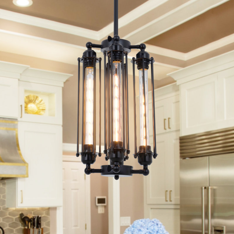 4-Light Dimmable Industrial Flute Pendant Chandelier