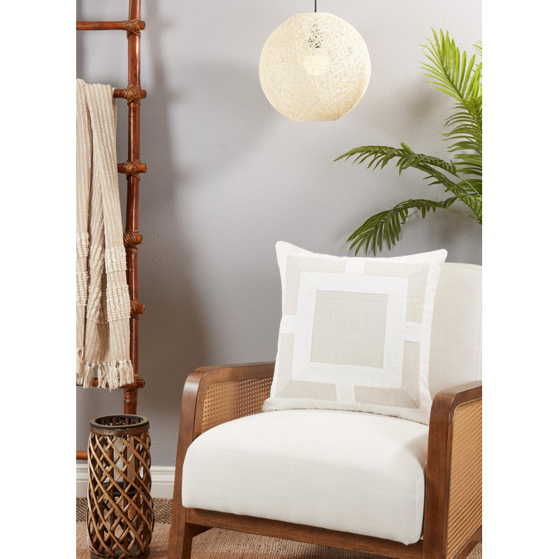 Roslyn Collection Geometric Cotton Throw Pillow, Ivory, Pillow Cover Only - No Insert