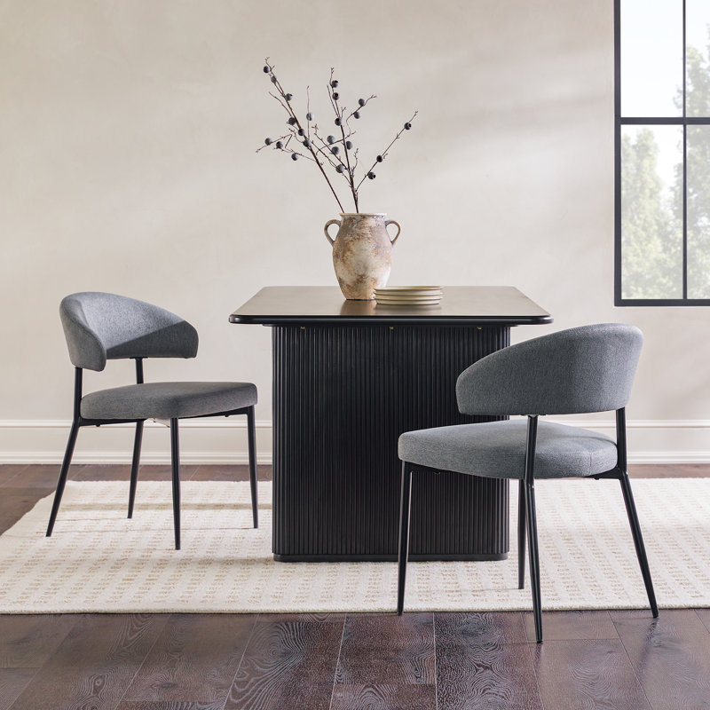 Jerwin Curved Back Upholstered Dining Chair, Charcoal