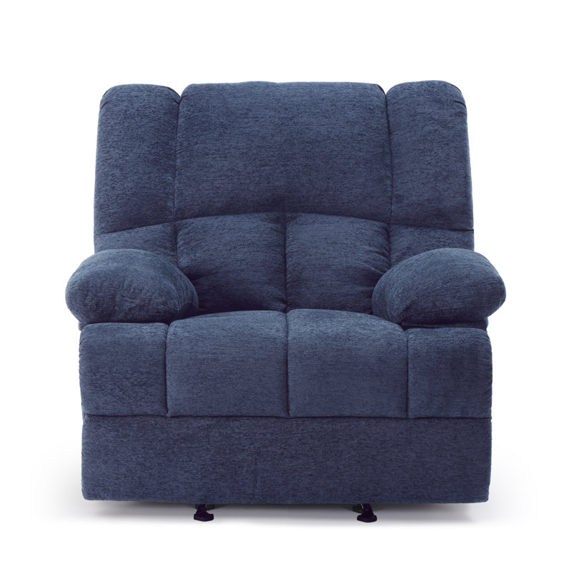 Catherne 40.1" Wide Upholstered Recliner, Blue Performance Chenille