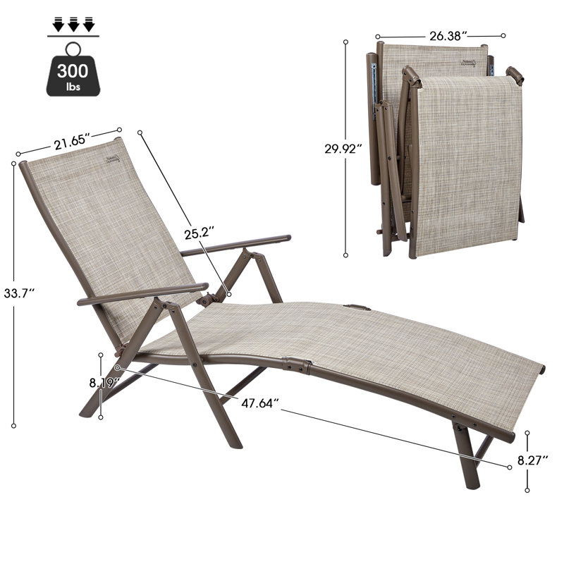Méridienne d'extérieur pliante réglable, sans assemblage, Beige