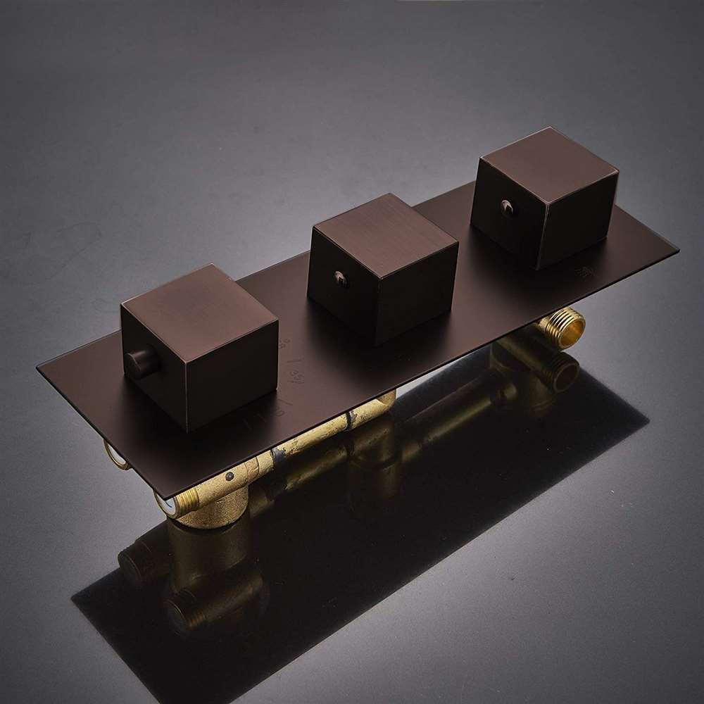 Fontana Trialo Rain Shower Head with Adjustable Body Jets Solid Brass Light Oil Rubbed Bronze Finish FontanaShowers