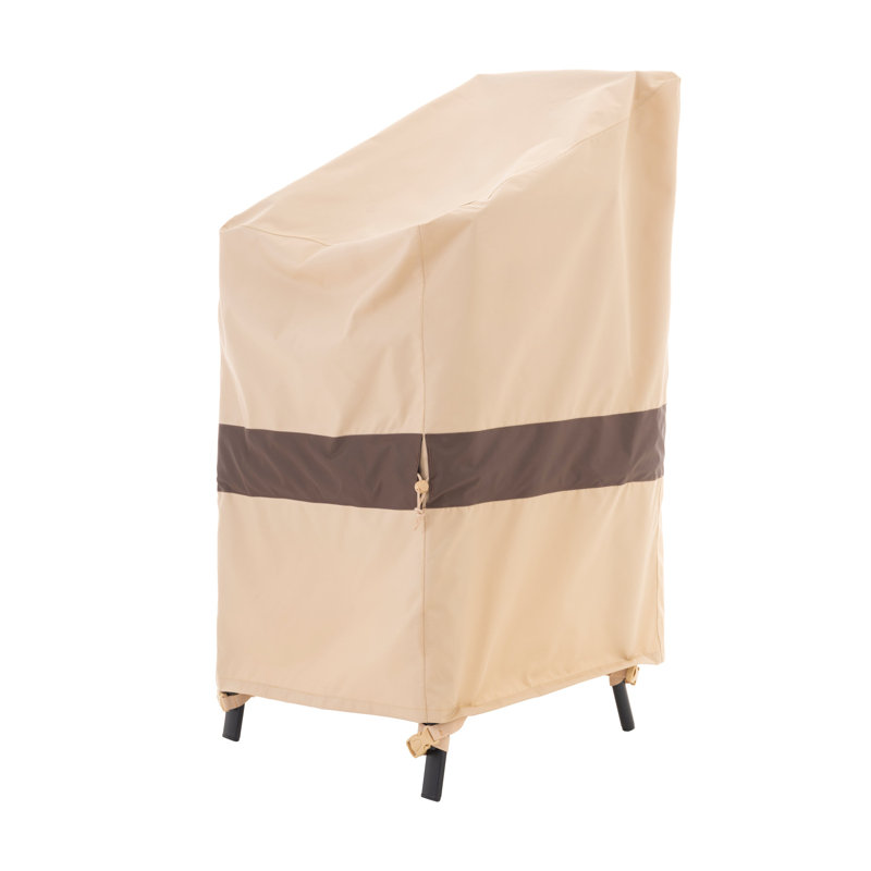 Waterproof Stackable Patio Chair Cover, 28"W x 36"D x 45/34"H, Heavy Duty Rip Stop, 3-Year Warranty, Beige/Coffee