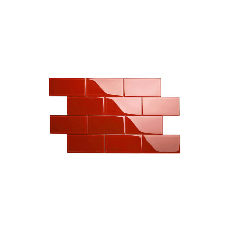 Subway Glass Tile 3" x 6", Ruby Red