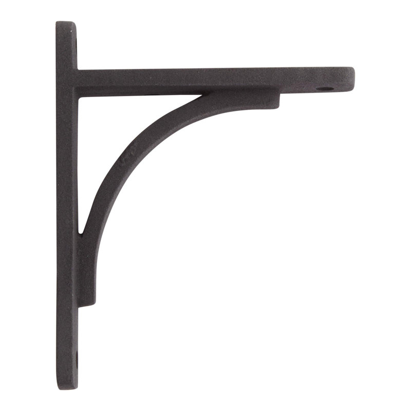 Rustic Cast Iron Shelf Bracket, Black Powder Coat, 6.13" H x 5" W x 0.88" D