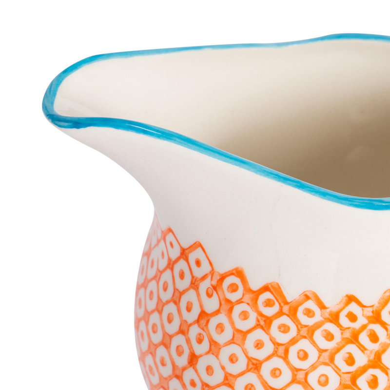 Nicola Spring - Hand-Printed Milk Jugs - 300ml - Orange - Set of 6