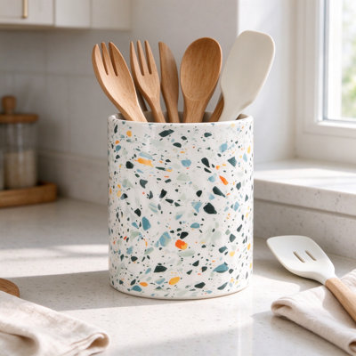 Ceramic / Porcelain Cylinder Utensil Crock