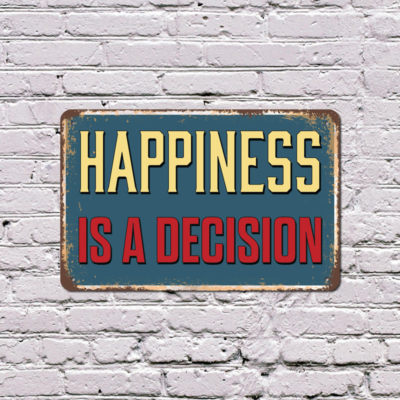 Happiness Is A Decision 18 Inch x 24 Inch Novelty Aluminum Sign