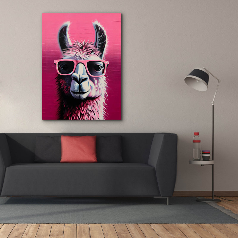 «Epic Graffiti» «The Pink Llama» par Andreas Magnusson, art mural sur toile, H 54 po x l 40 po x P 1,5 po