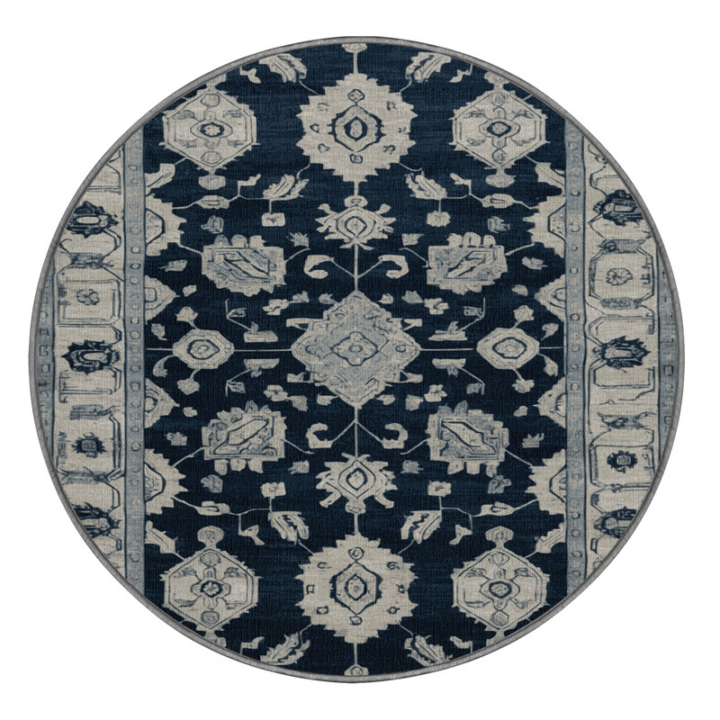Tapis gris lavable à la machine, Rond 5 pi