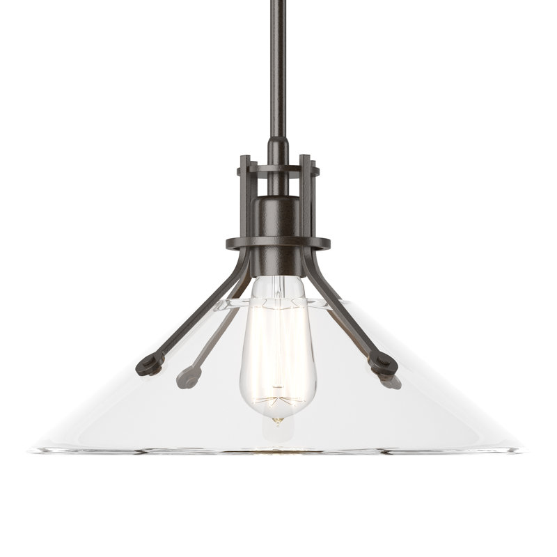 Henry 1 - Light Single Cone Pendant, Clear, Oil Rubbed Bronze, 56.3'' H X 14.4'' W X 14.4'' D