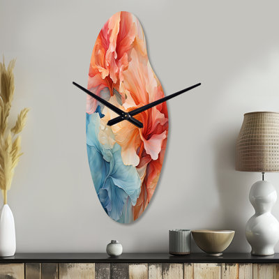 Metamorphic Dance - Abstract Spirals Asymmetrical Metal Wall Clock, Modern Curved Wall Clock Print