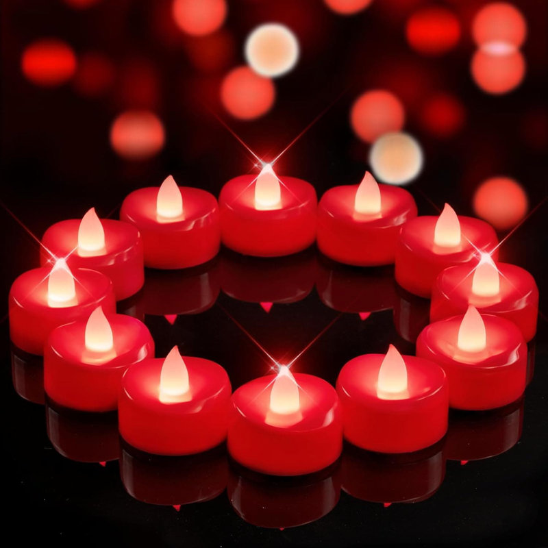 24 Pack Pink LED Flameless Tea Light Votives: Battery Operated, Realistic, 1.5" D x 1.25" H, for Wedding & Home Party Decor