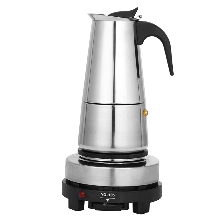 9-Cup Espresso Maker Moka Pot Coffee Infusing w/ Electric Stove Stainless 450ml