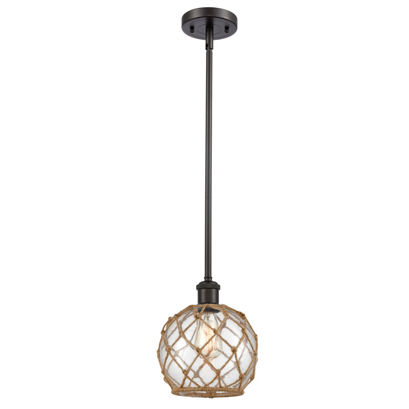 Tobey 1 - Light Single Pendant, Oil Rubbed Bronze, Clear/Brown, 10" H x 8" W x 8" D