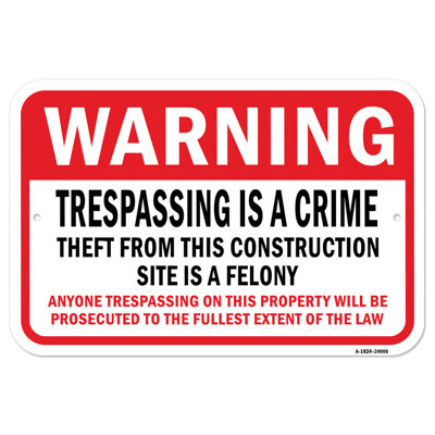 Warning Trespassing Is a Crime Theft Aluminum