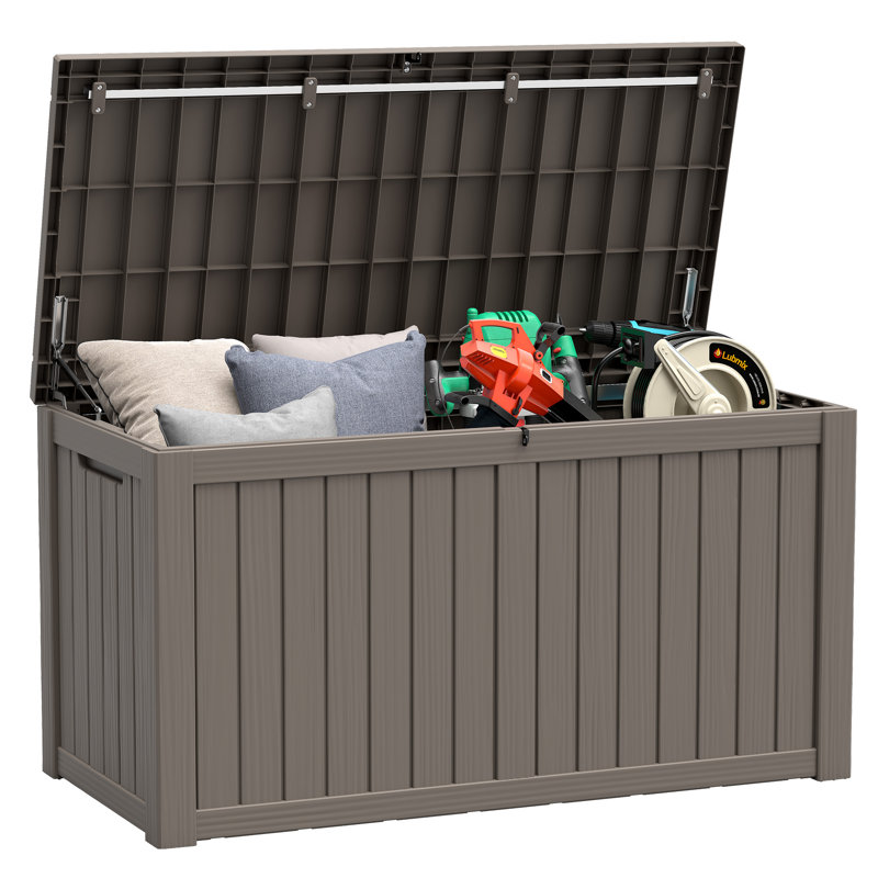 Boîte de rangement imperméable 180 gallons, Gris, H 28,7 po x l 54,3 po x P 26,5 po