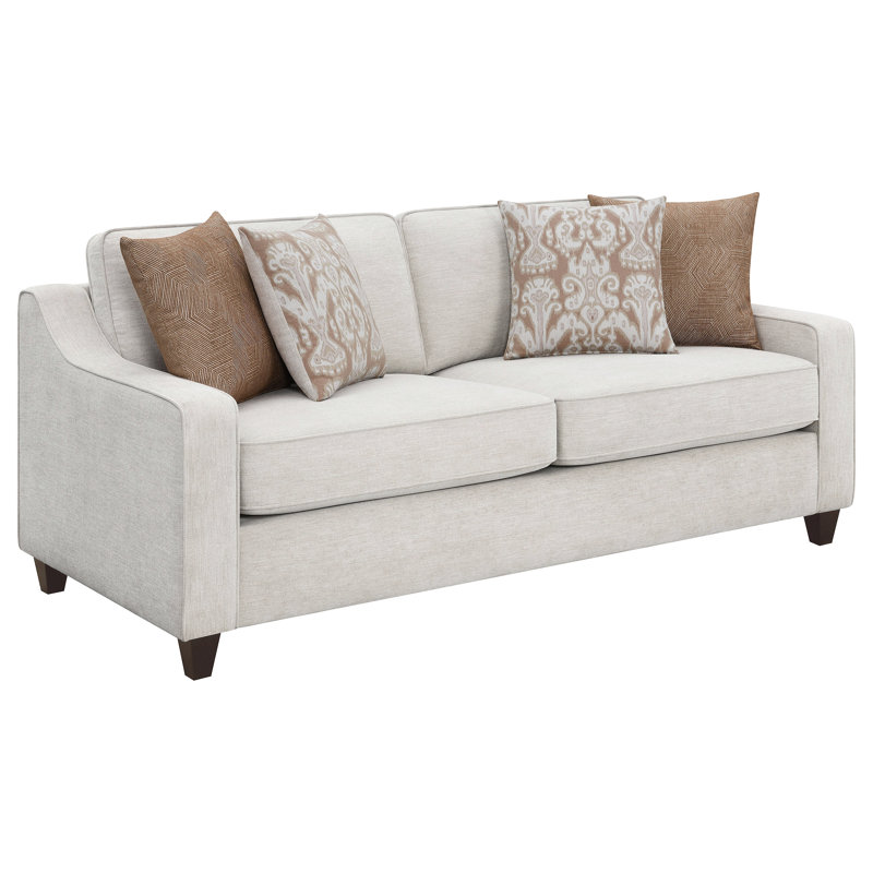 Mahaffey Christine Beige Upholstered Sloped Arm Sofa