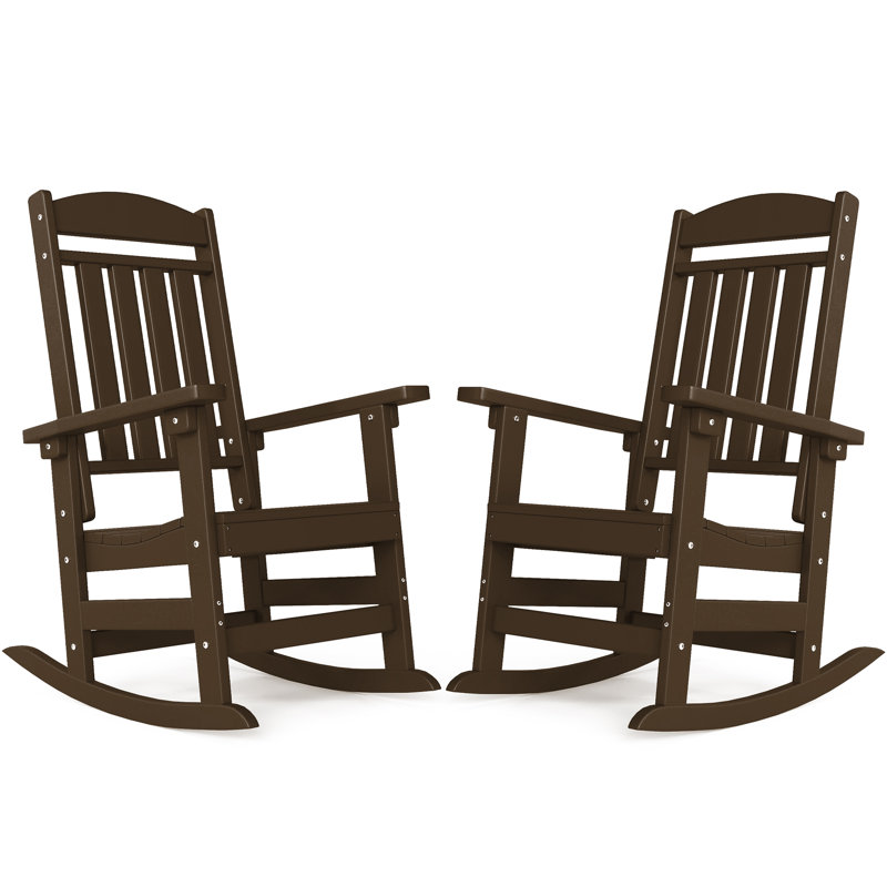 Oxing HDPE Outdoor Rocking Chair, Coffee