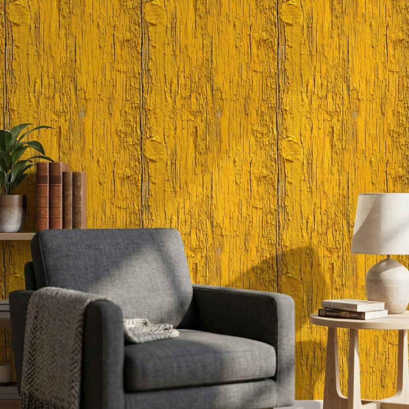Papier peint industriel rustique jaune