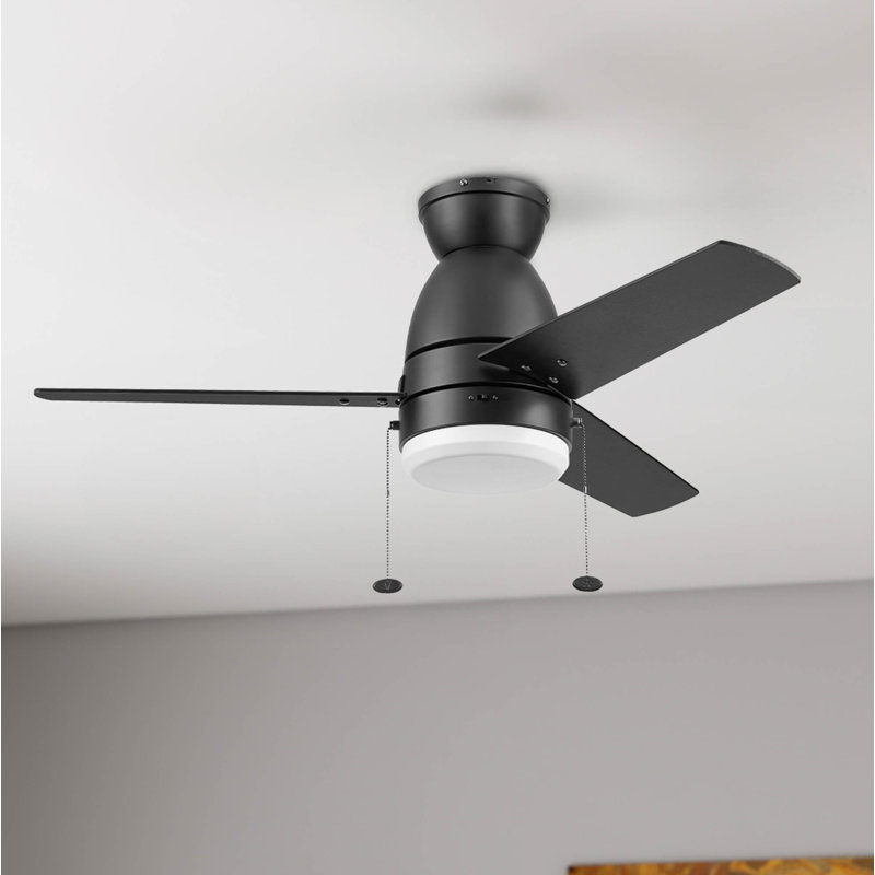 Fawn 44" Black Indoor Ceiling Fan with Pull Chain