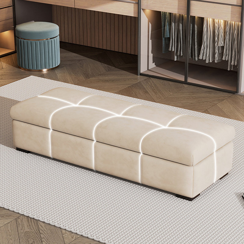 Beige Upholstered Bench, Beige
