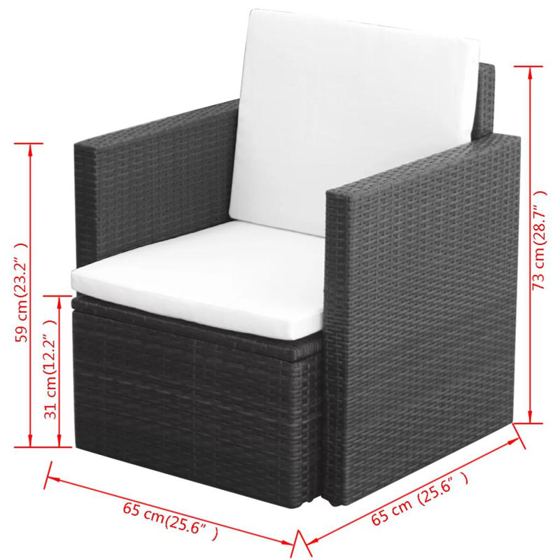 Gwendolen Patio Chair with Cushions, Black