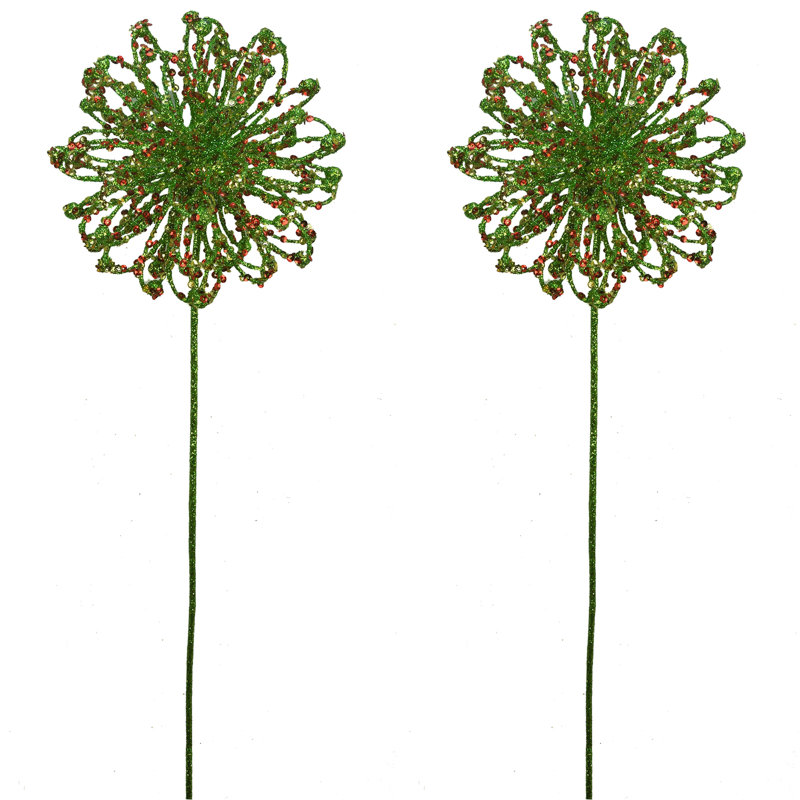 Boule de Noël à paillettes Taracacum, Vert / rouge