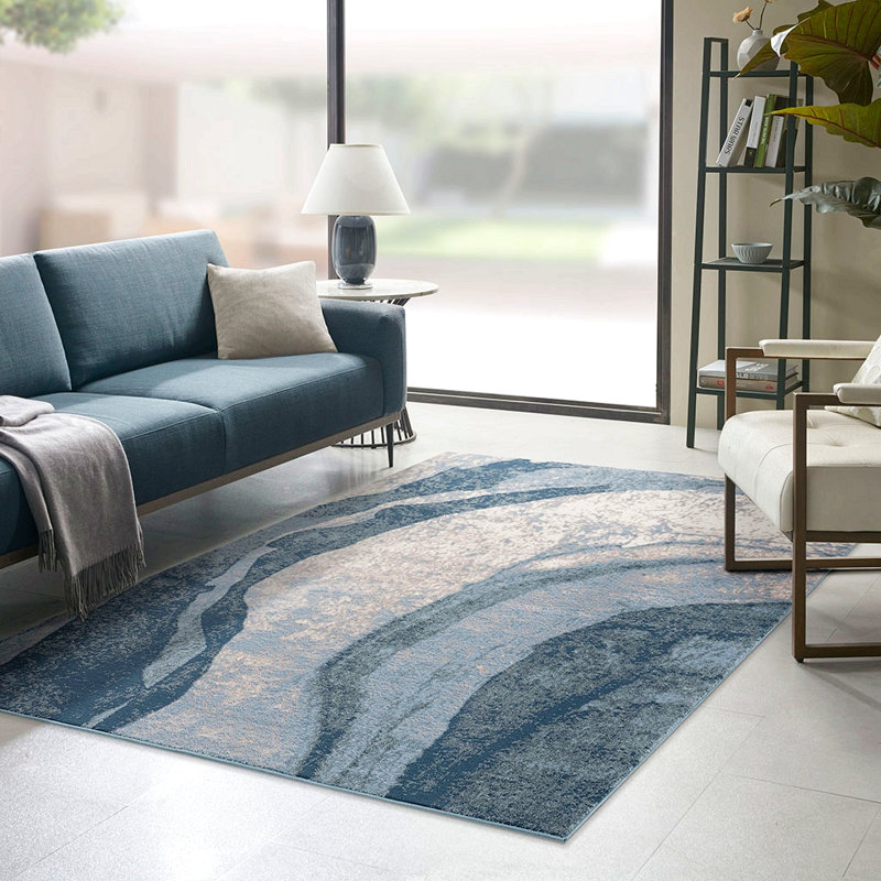 Tapis abstrait pour salon, chambre à coucher, Rectangle 5 pi 3 po x 7 pi
