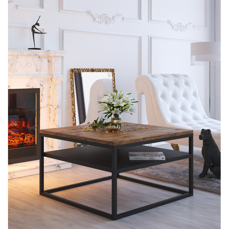 Apolonio Coffee Table with Storage Space, Stirling Oak/Black