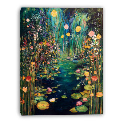 Moonlit Lily Stream Wrapped Canvas Wall Art