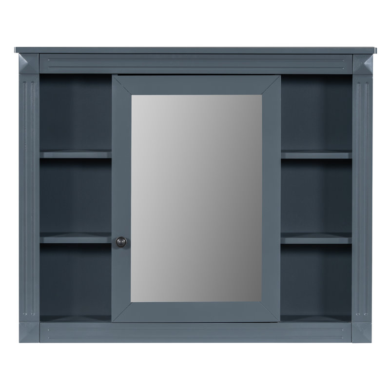 Meuble-lavabo 36 po avec lavabo supérieur, armoire à miroir bleu royal