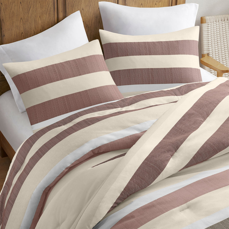 Ensemble de literie pour très grand lit / très grand de qualité supérieure, motif à rayures en polyester doux, terre cuite