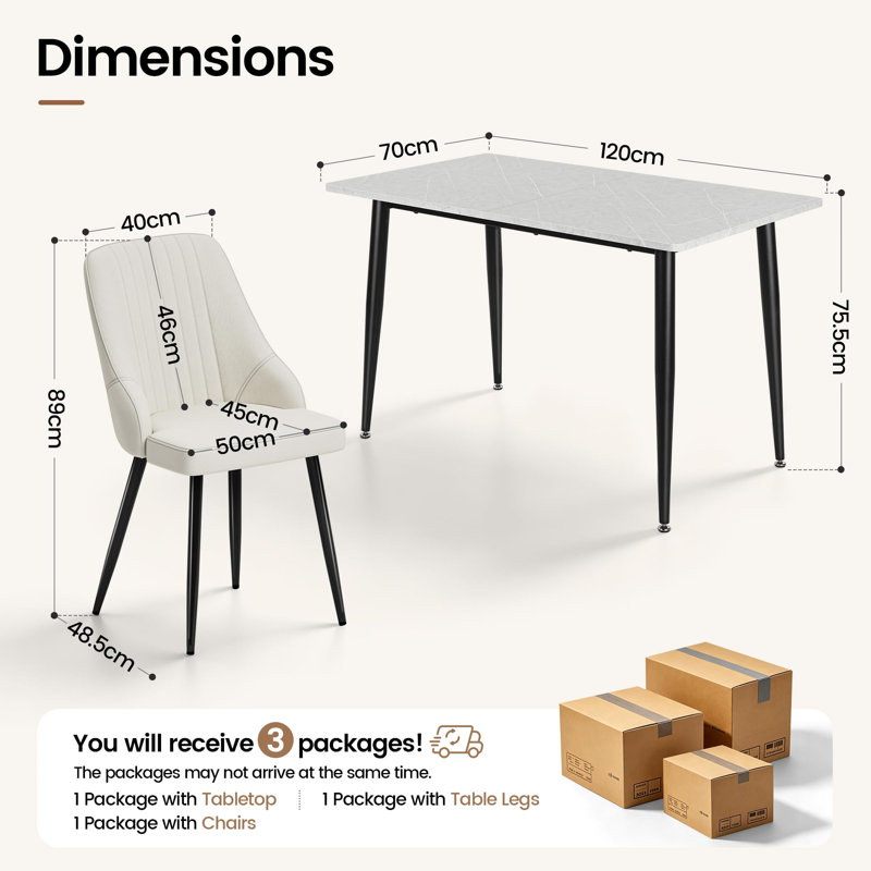 Dining Set, Grey, 4, Beige