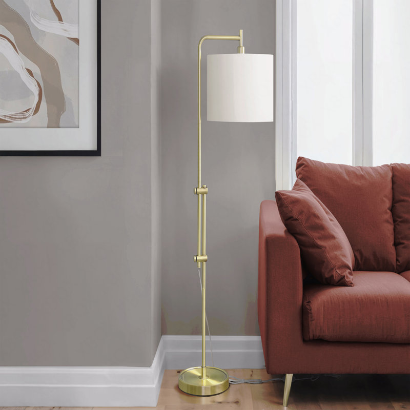 Lighting, 63"H, Floor Lamp, Brass Metal, Ivory / Cream Shade, Contemporary