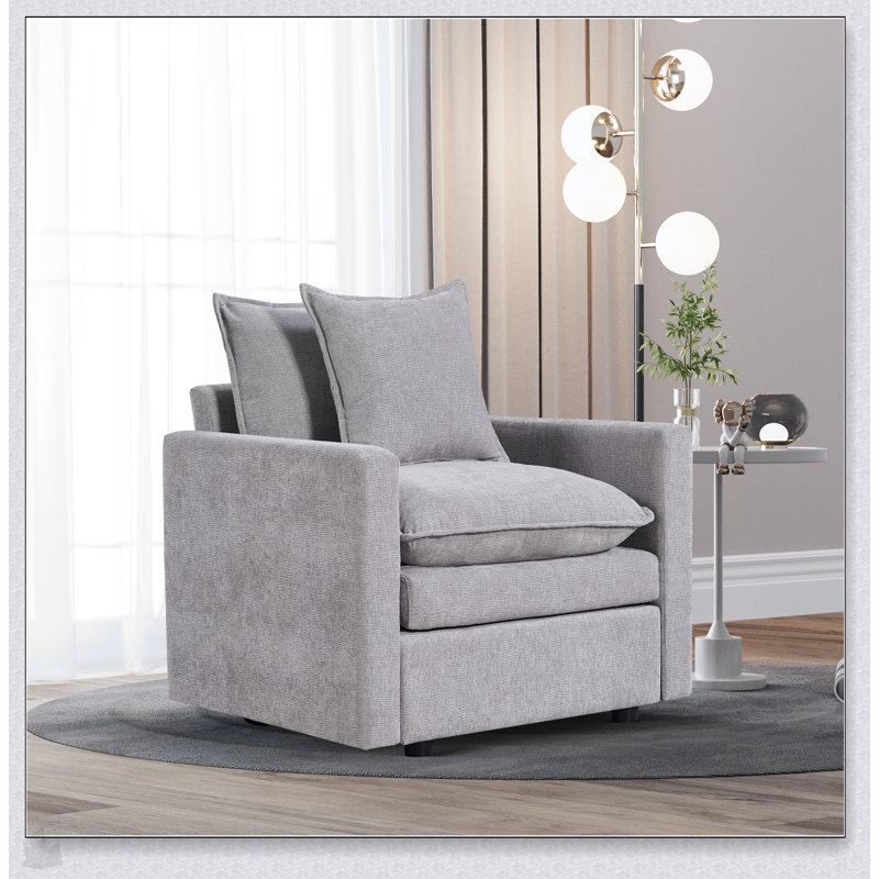 Fauteuil confortable en tissu chenille pour le salon, rehaussant la détente et le style