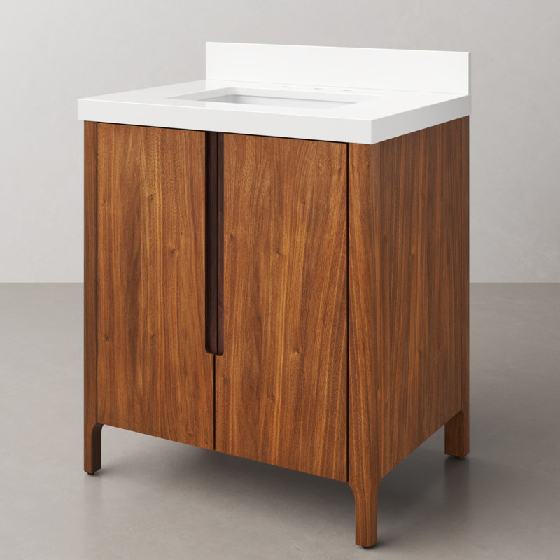 Sequoia 30 In. Single Sink Whitebrook Quartz Countertop Bath Vanity in Mango Wood, Noir Juglans