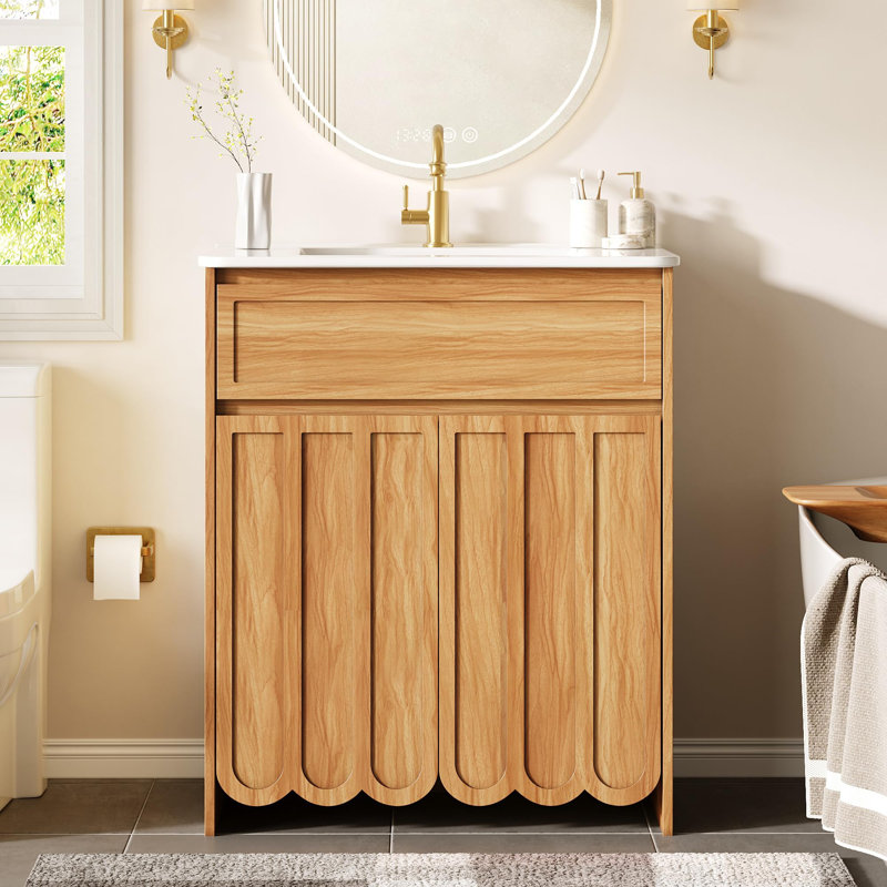 Freestanding Standard With Ceramic Top, Natural