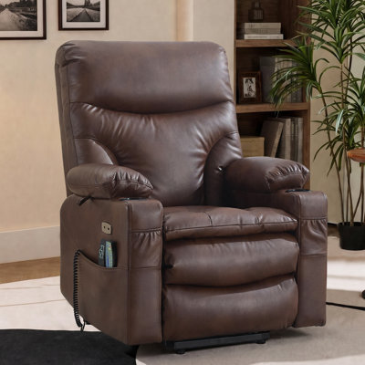 Fauteuil inclinable électrique de 95 cm de large avec fonction chauffage et massage, port USB et porte-gobelets