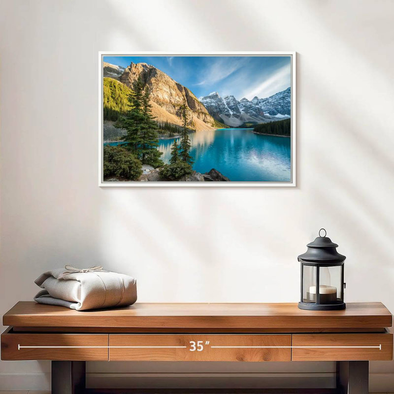Lac Moraine Glorious, Cadre flottant blanc, 19 po x 13 po