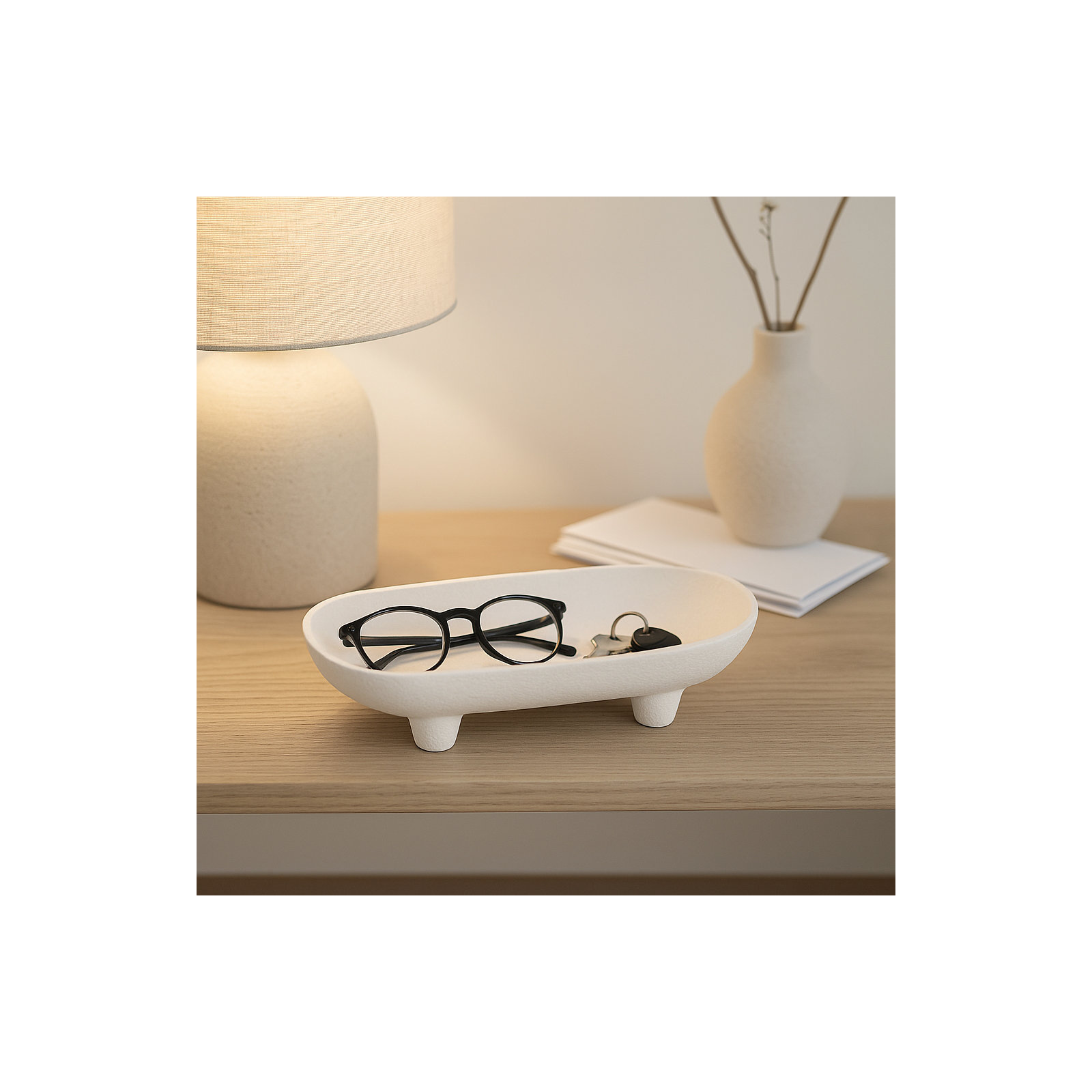 10-inch Ceramic Footed Rounded Rectangle Bowl in White