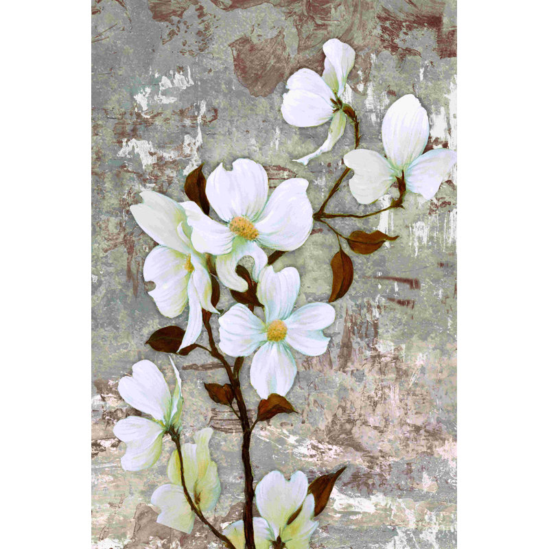 " Dem White Flowers 3 ", 18" H x 12" W