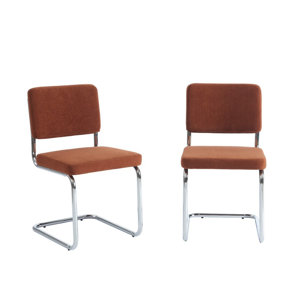 Set of 2 Shadena chairs sienna corduroy chromed metal legs