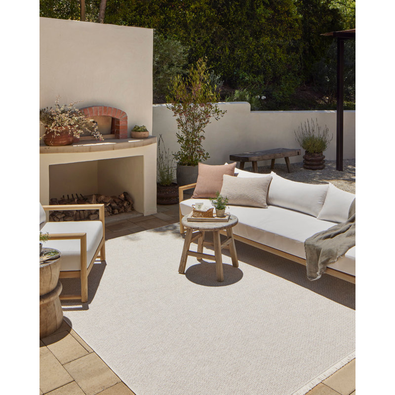 Amber Lewis x Loloi Malibu Ivory / Dove Indoor / Outdoor Area Rug, Rectangle 7'8" x 10'